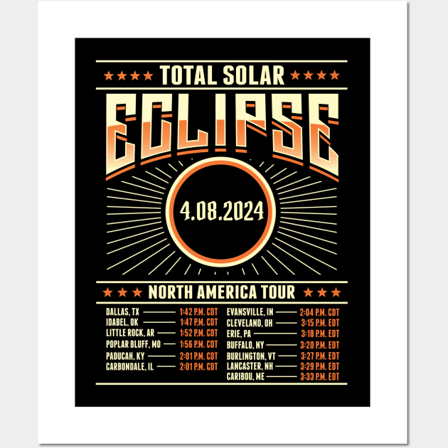 Total Solar Eclipse 2024 North America Tour Wall Art by HCMGift